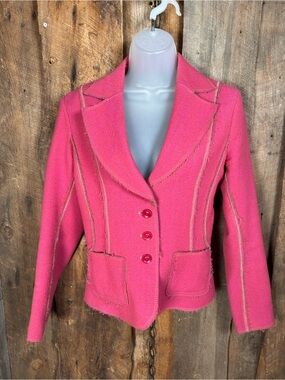 Gimo’s Women's Pink Tailored Wool Button-Front Jacket
